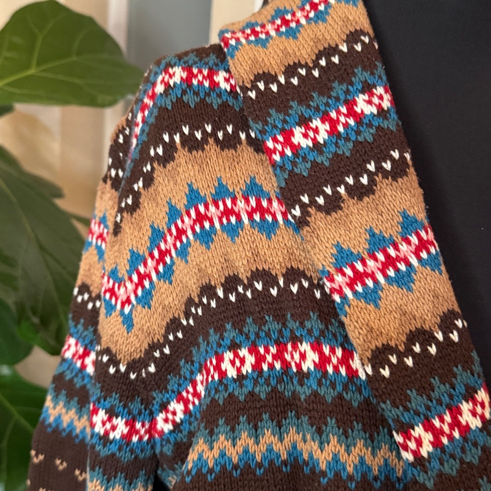 Chaps Ralph Lauren Vintage Fair Isle Shawl Cardigan Size L - Picture 13 of 16